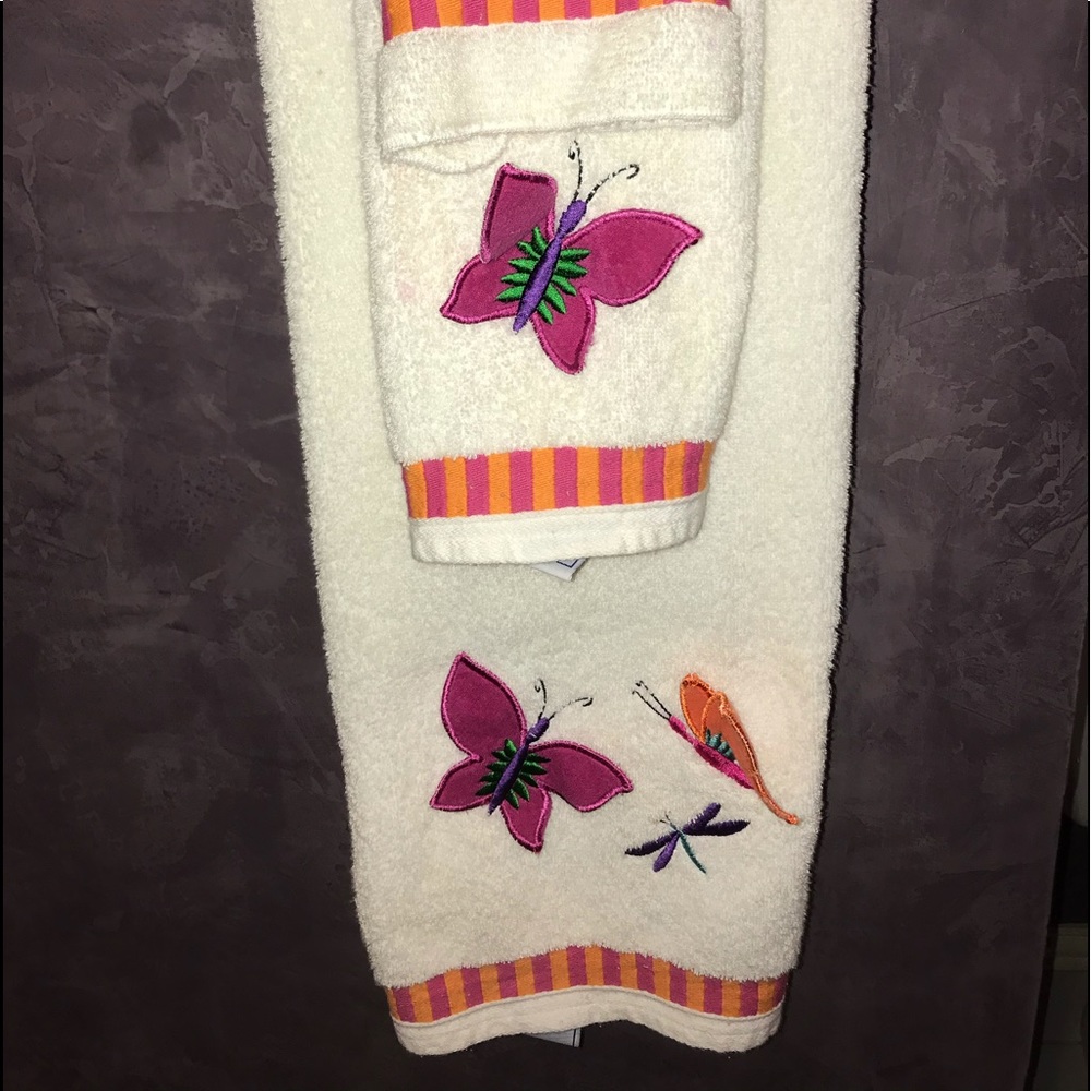 Butterfly 3 piece bath towel set